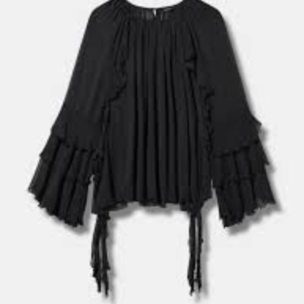 Black Torrid Long-Sleeve Ruffle Top Size 0